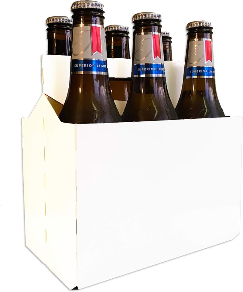 6-Pack Cardboard Bottle Holders - Fits 12-16oz Bottles