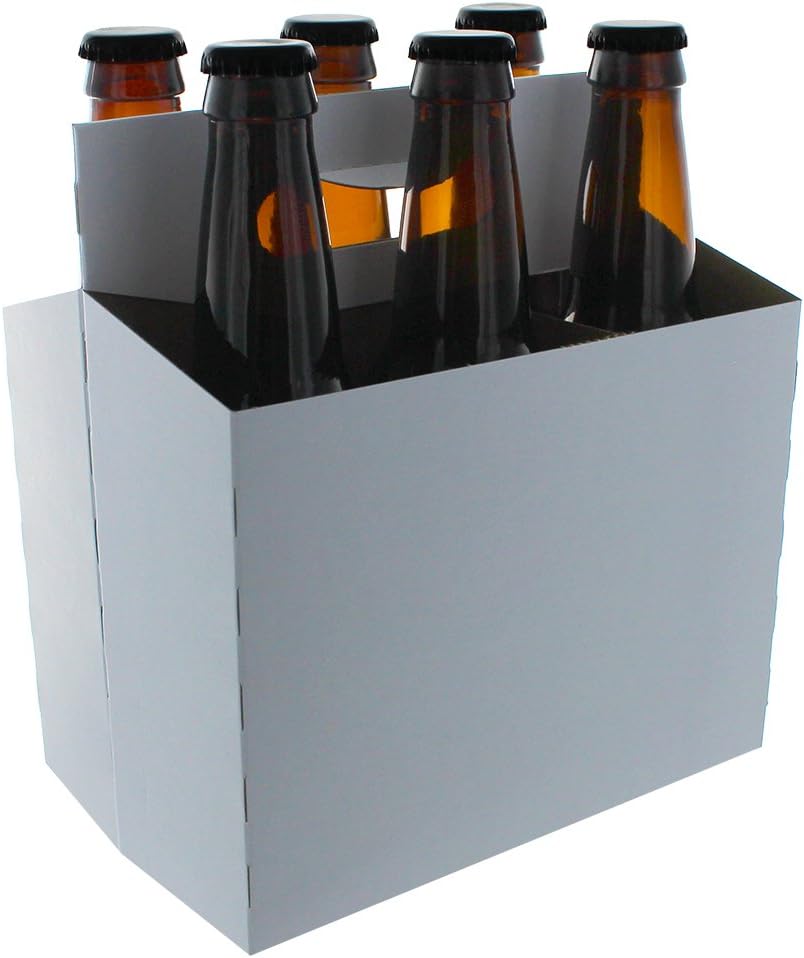 12-Ounce Beer Bottle Carrier - 6 Pack, Cardboard, White