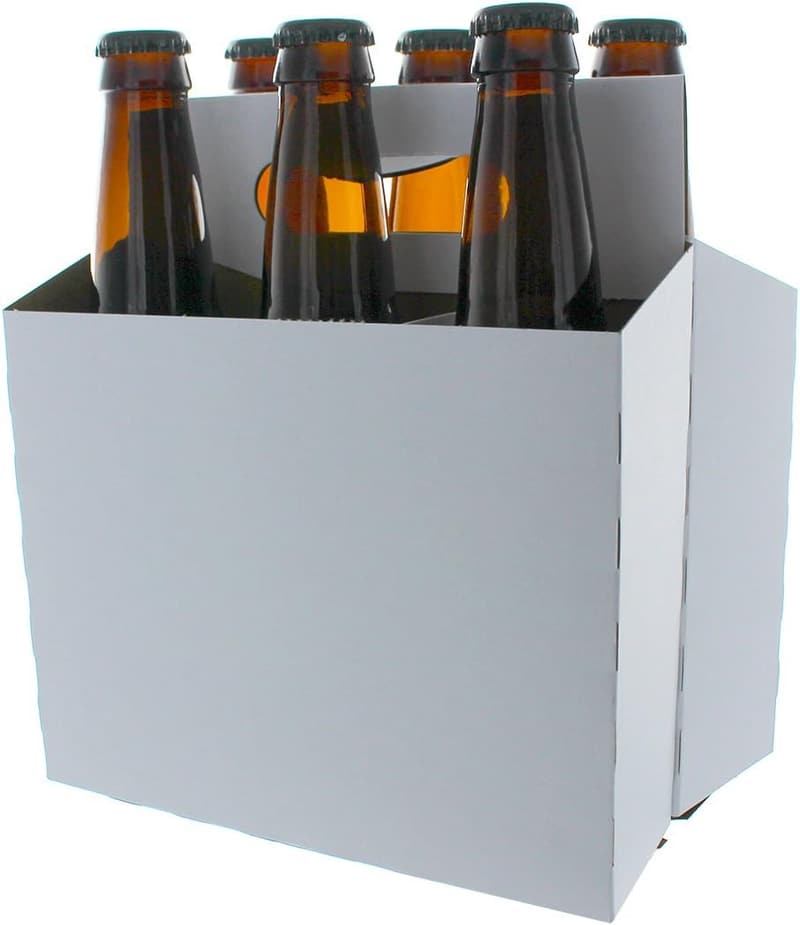 12-Ounce Beer Bottle Carrier - 6 Pack, Cardboard, White