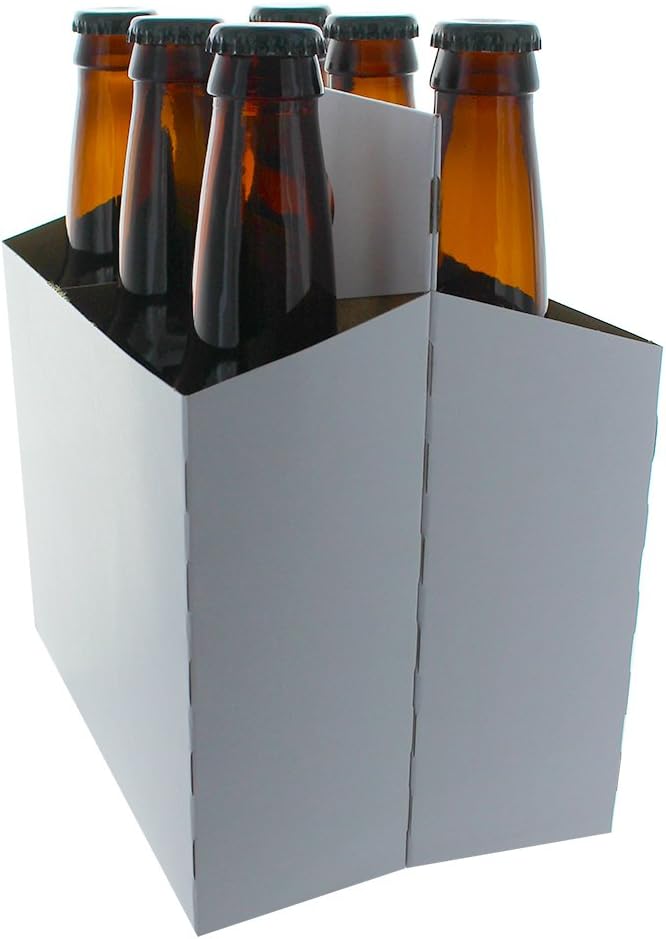 12-Ounce Beer Bottle Carrier - 6 Pack, Cardboard, White