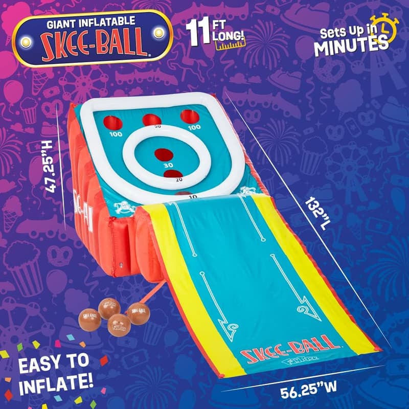 Giant Inflatable Skee-Ball Game with Pump for Family Fun