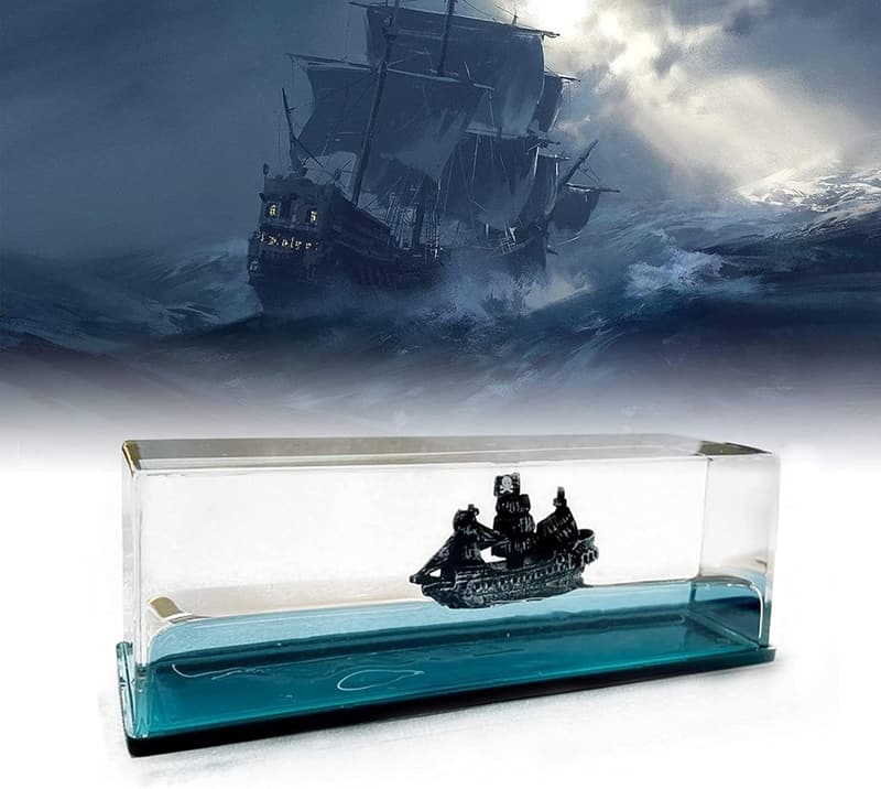 Black Pearl Pirate Ship Model in a Bottle for Nautical Decor
