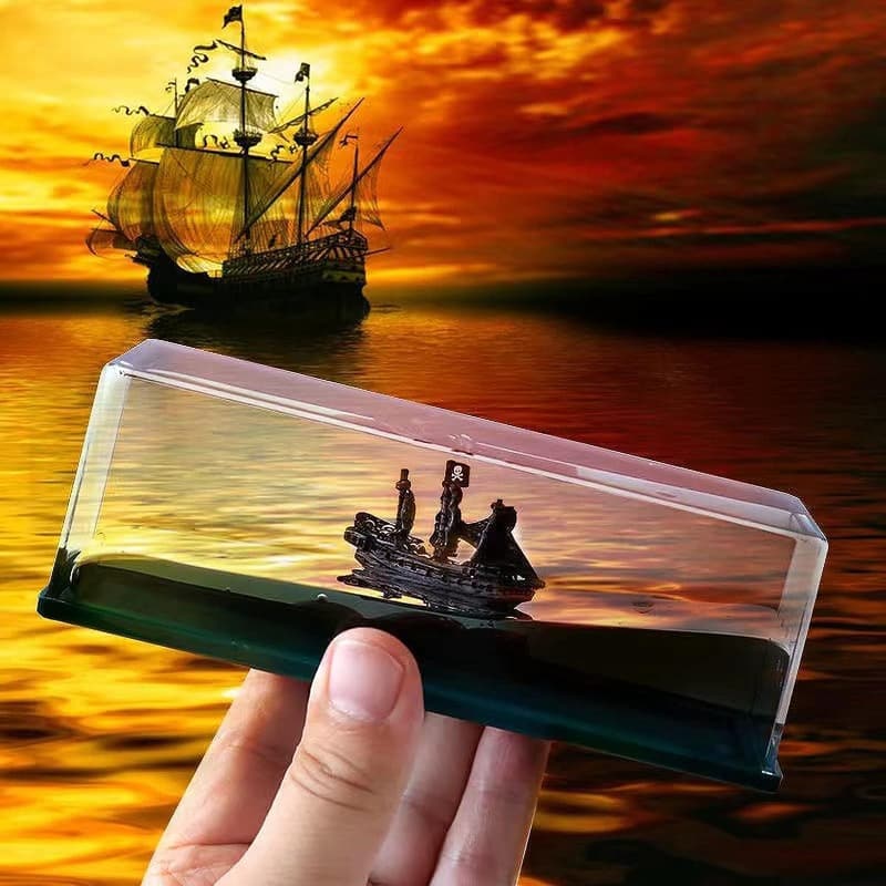 Black Pearl Pirate Ship Model in a Bottle for Nautical Decor
