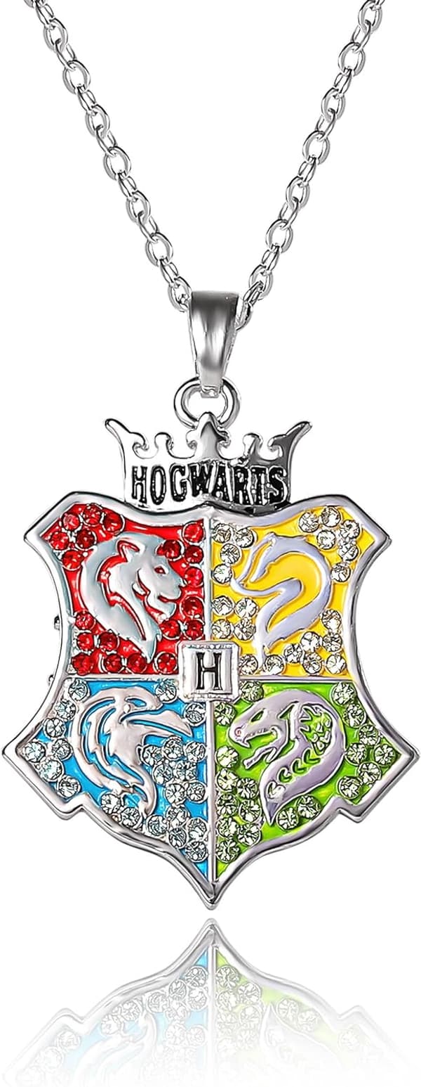 Harry Potter Hogwarts Crest Necklace for Women - Silver Plated