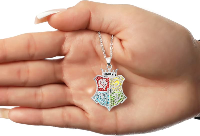 Harry Potter Hogwarts Crest Necklace for Women - Silver Plated