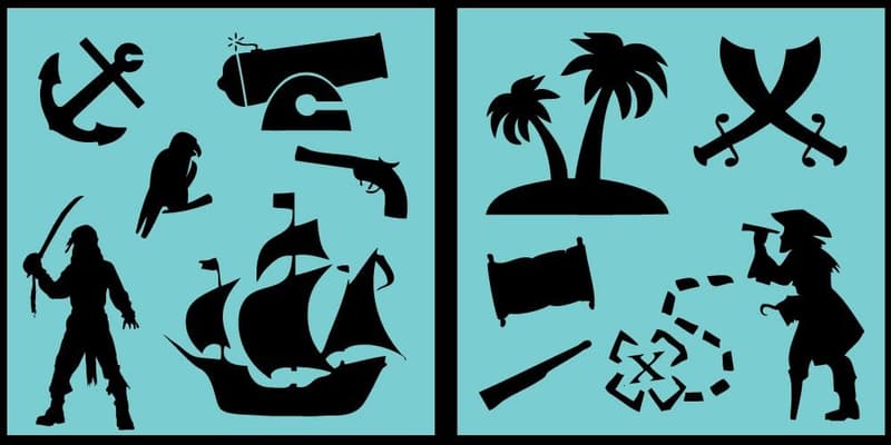 Classic Pirate Stencil Set - 10x10 Inch, 2 Sheets