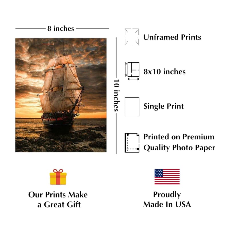 Nautical Wall Art Print - Blackbeard's Pearl 8x10