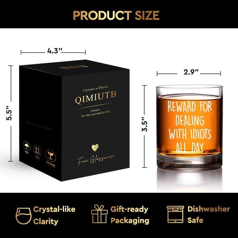Funny Whiskey Glass Gift for Men - Ideal for Father's Day