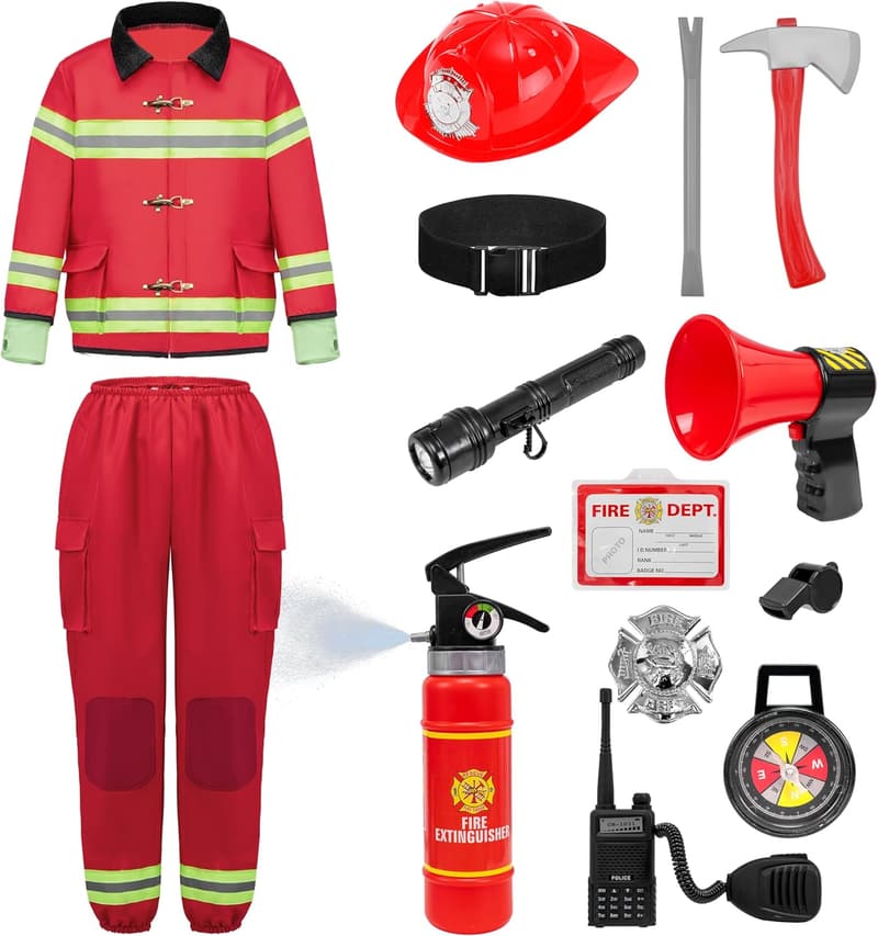 Halloween Toddler Fireman Costume - Boys Firefighter Jumpsuit