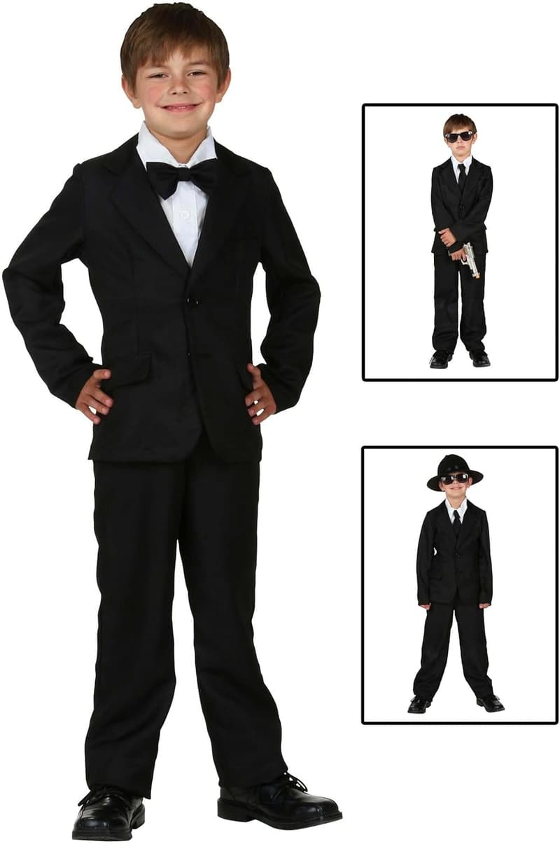 Kids' Black Suit Costume for Dress-Up Occasions