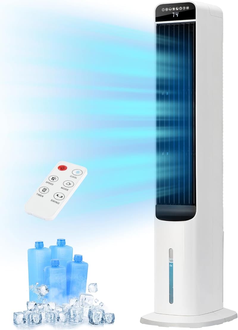 Portable 3-in-1 Evaporative Air Cooler with 120° Oscillation