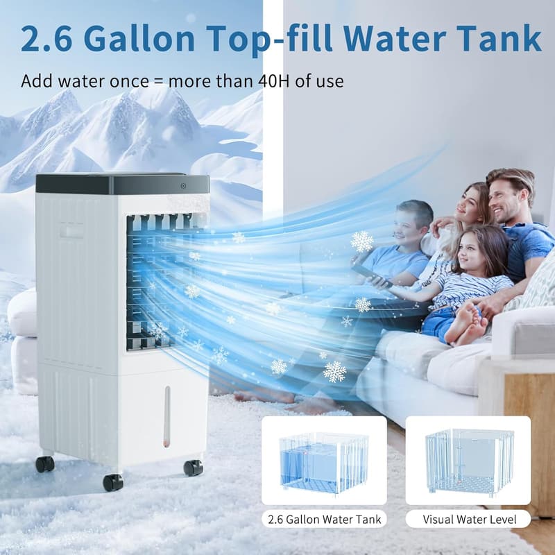 Portable Air Conditioner with Remote, 3 Speeds, 2.6 Gal Tank