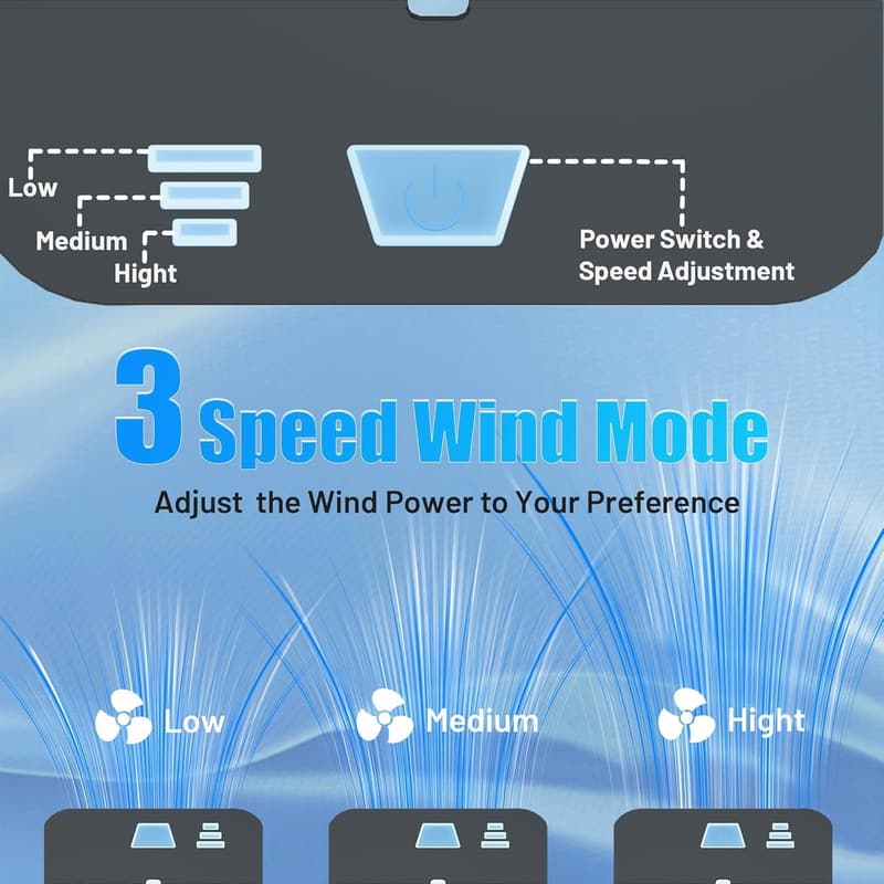 Mini Air Conditioner with Ice Packs - 3-Speed Portable Cooler