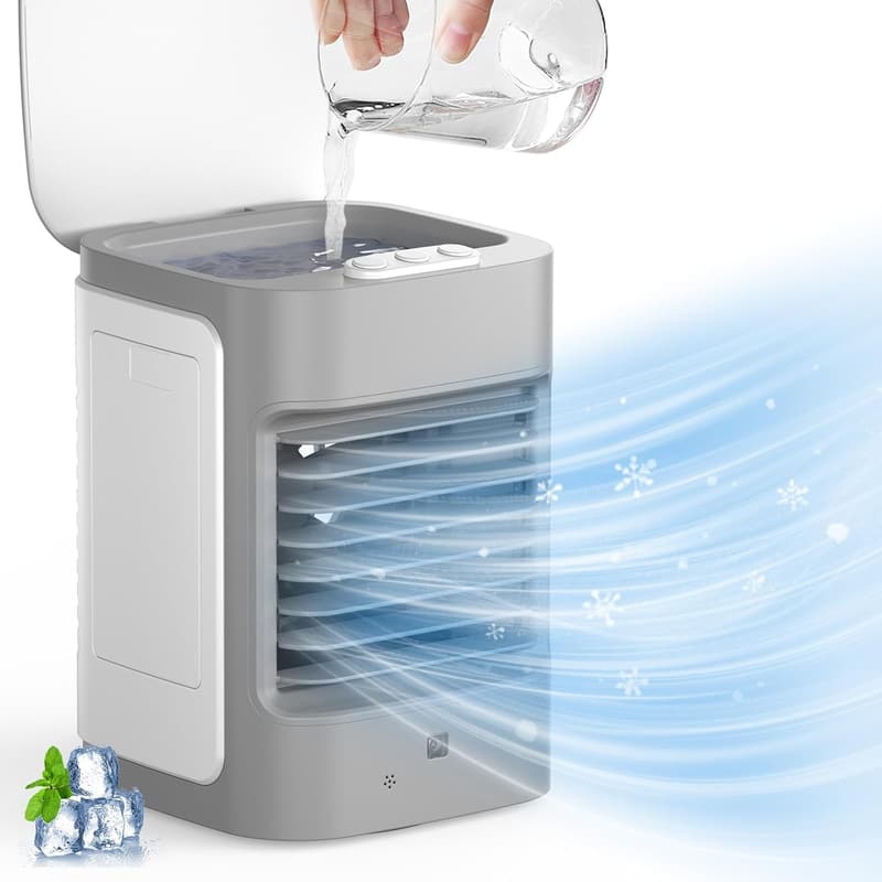 Portable Mini Air Conditioner - 3-in-1 USB Desk Fan & Cooler