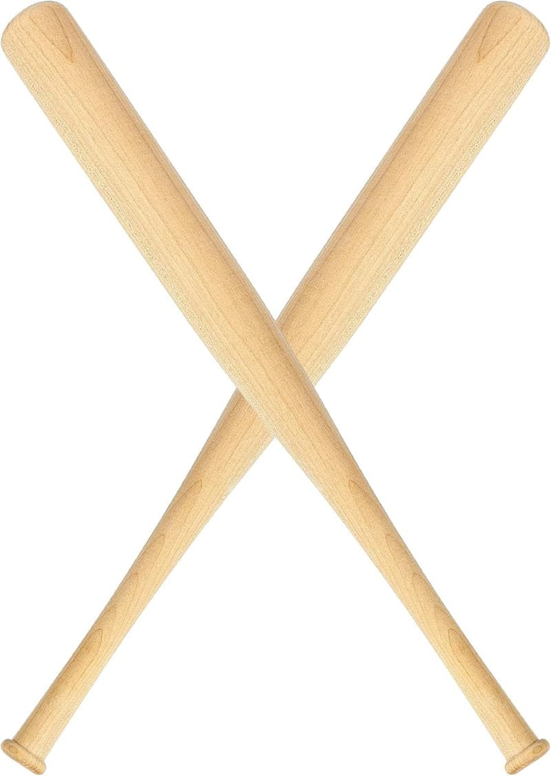 Mini Wooden Baseball Bats - 18 Inch Unfinished Craft Set (2 Pcs)