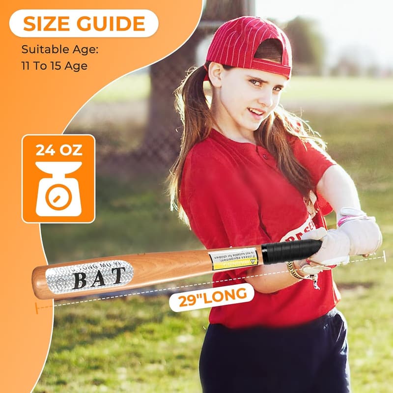 Classic Wooden Baseball Bat for Training & Self Defense (29 in)