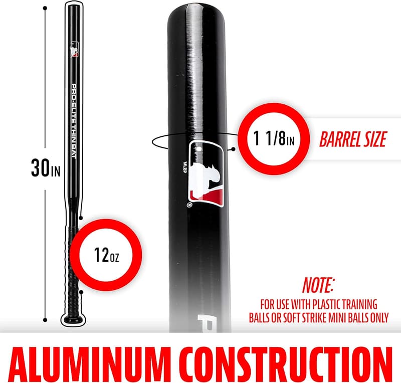 Baseball Training Set: Thin Stick Bat + Balls for Hitting Practice