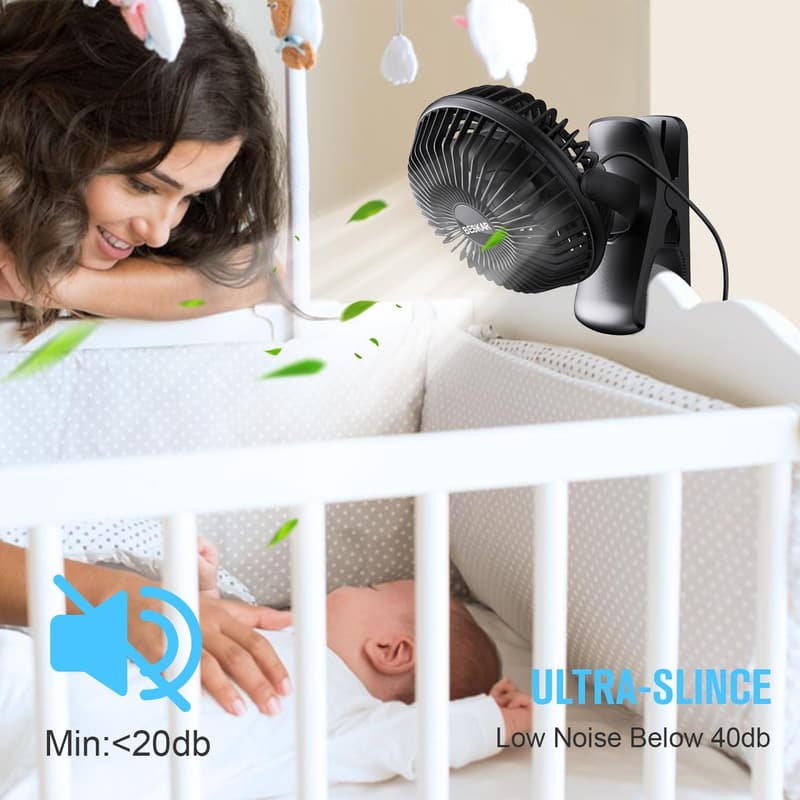 USB Clip-on Fan with 3 Speeds - Ultra Quiet for Office & Home