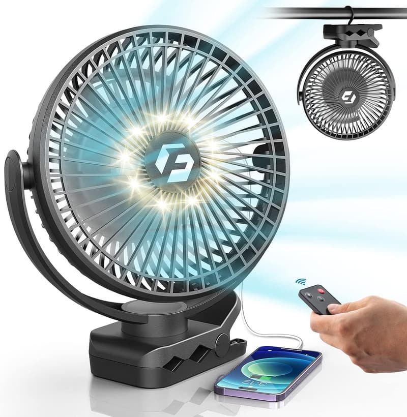 Portable 8-inch Rechargeable Clip-On Fan with 3 Speeds