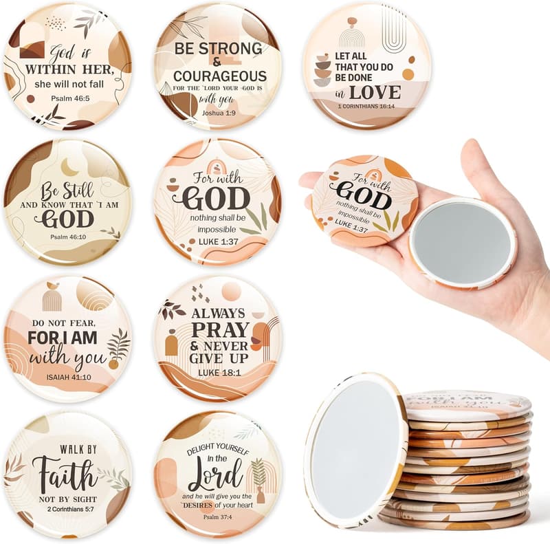 Bible Verse Compact Mirrors - 36 Pcs Boho Christian Gifts for Women