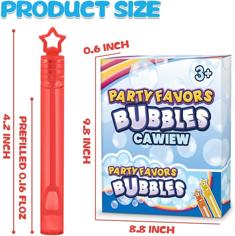 Neon Bubble Wands Set – 32 Mini Star Party Favors for Kids