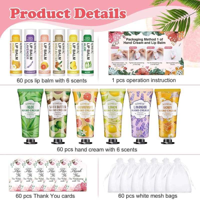 Mother's Day Hand Cream & Lip Balm Set - 60 Pack