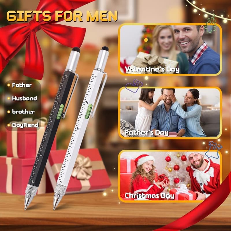 Christmas 9-in-1 Multitool Pen Set for Men - 2 Pens & 6 Refills