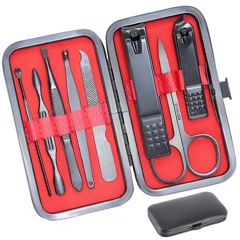 Professional Manicure Set with Travel Case - 8 PCS Nail Care Kit