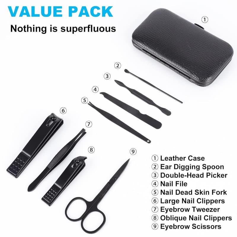 Professional Manicure Set with Travel Case - 8 PCS Nail Care Kit