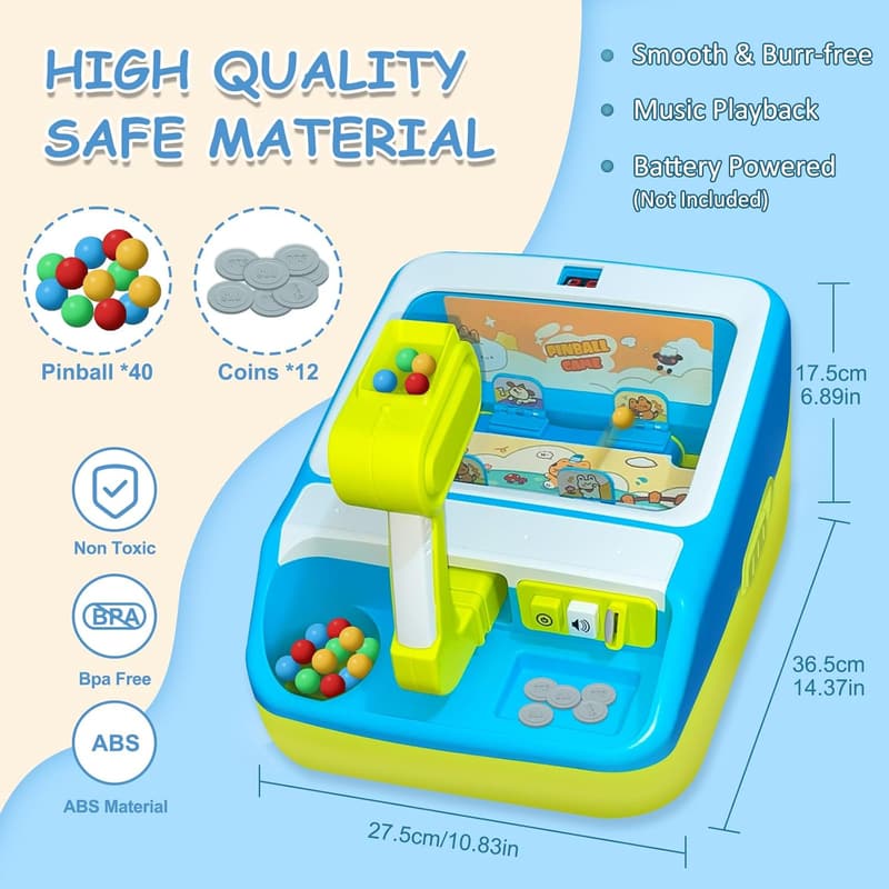 Electronic Tabletop Pinball Machine for Kids with Lights & Music