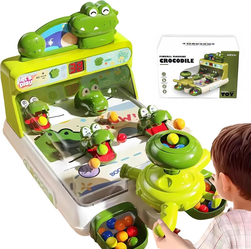 Dinosaur Crocodile Pinball Machine - Interactive Toy for Toddlers