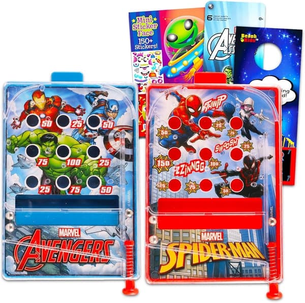 Avengers Pinball Machine Set for Kids with Toys and Stickers
