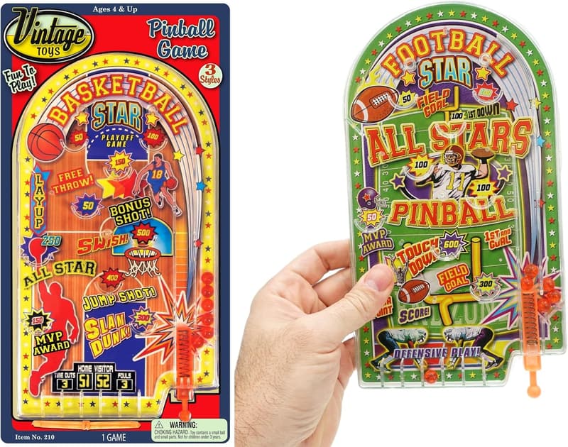 Mini Sports Themed Handheld Pinball Game for Kids 4+