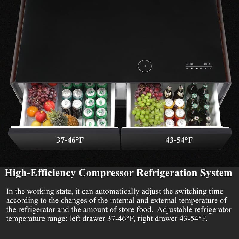 Smart Coffee Table with Fridge & Bluetooth Speaker (Brown)