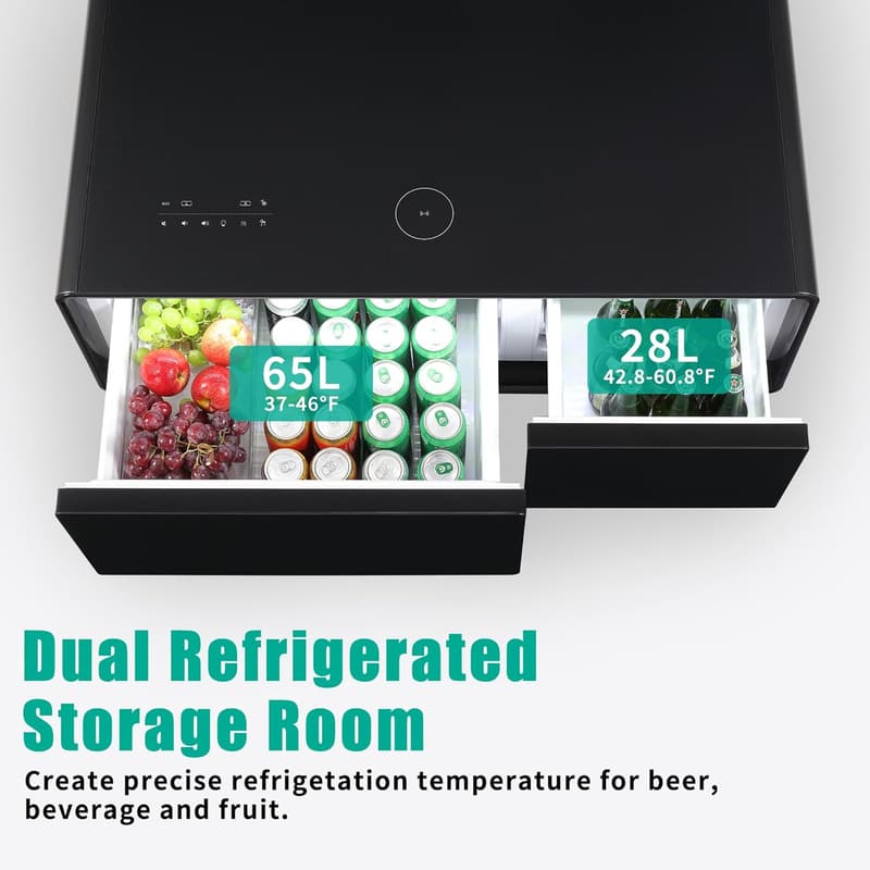 Smart Coffee Table with Fridge & Bluetooth Speaker - Black