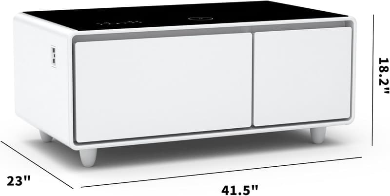 Modern Smart Coffee Table with Built-in Fridge & Wireless Charging