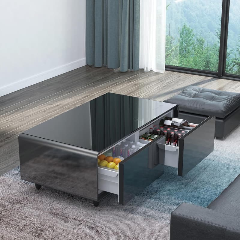 Smart Coffee Table with Built-in Fridge & Bluetooth Sound