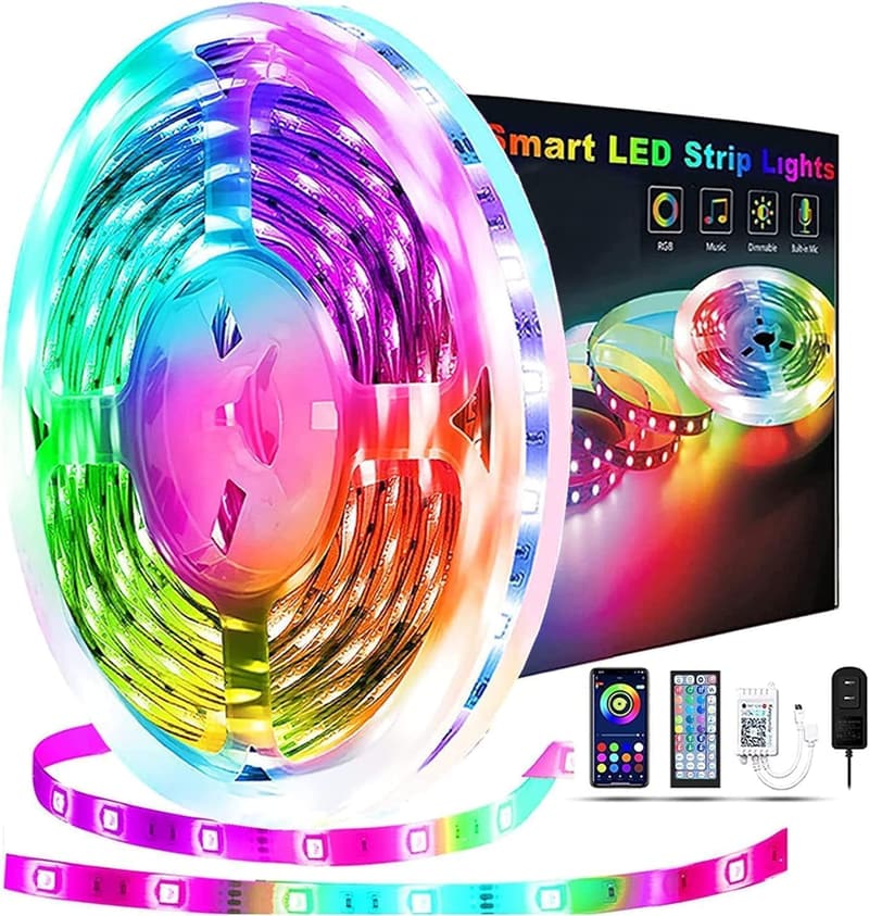 50ft RGB LED Strip Lights with App Control and Music Sync
