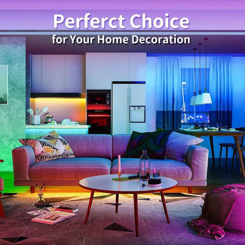 50ft RGB LED Strip Lights with App Control and Music Sync