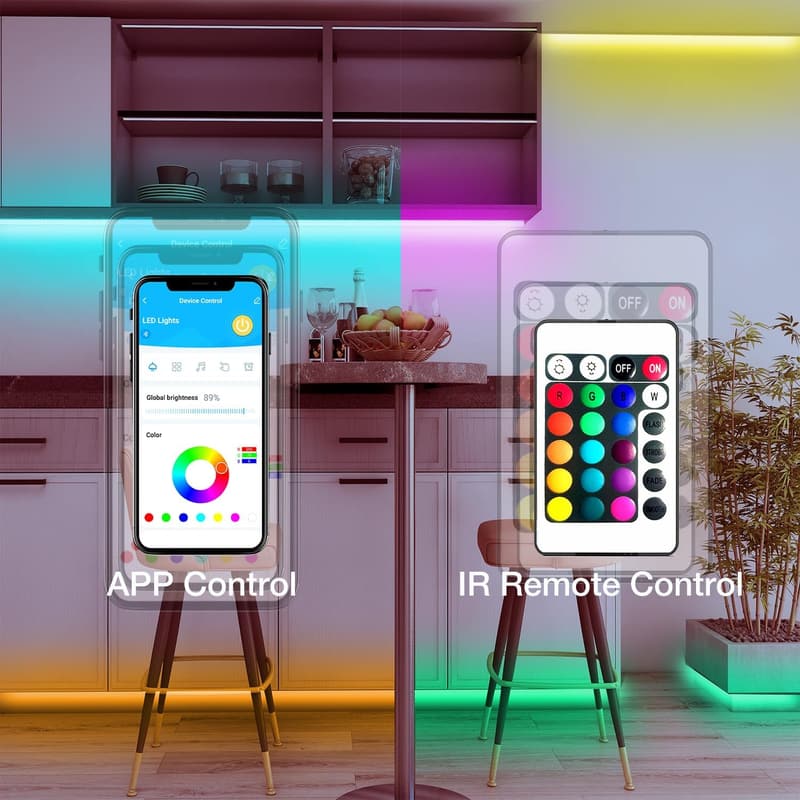 50ft Smart RGB LED Strip Lights for Home Decor