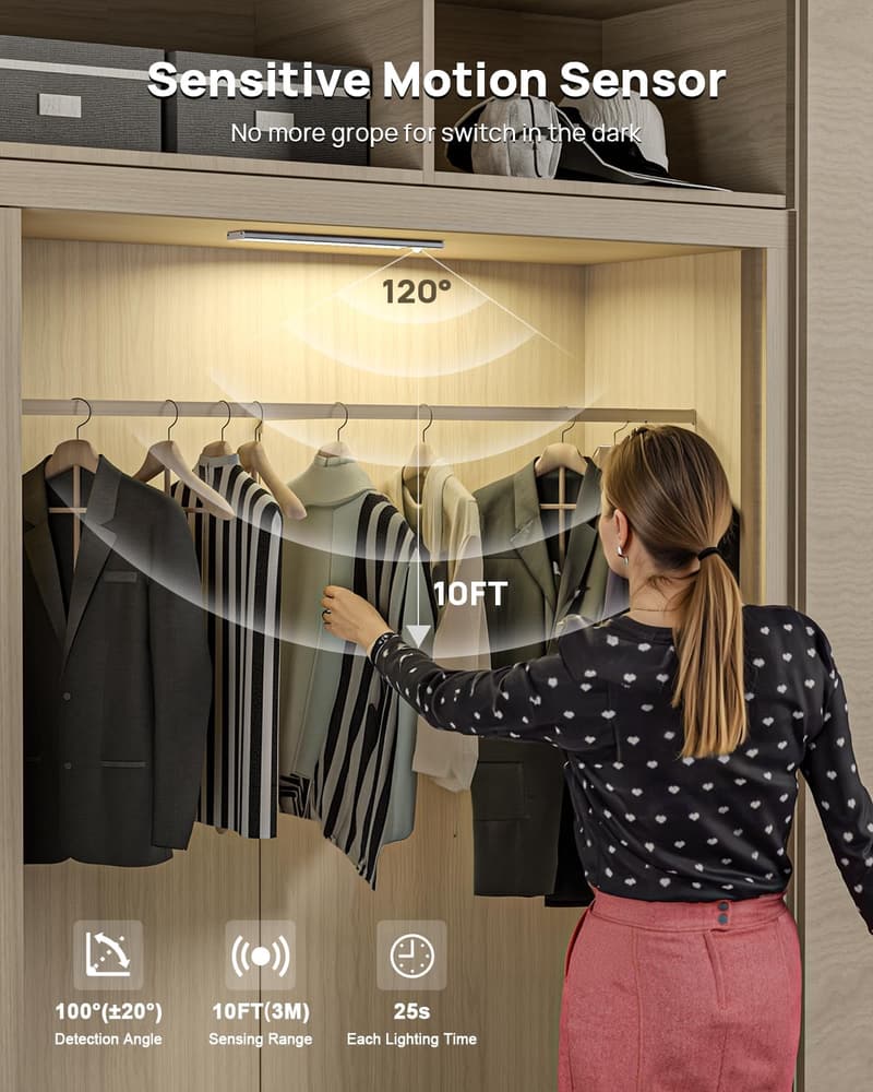 Wireless Motion Sensor Under-Cabinet Light with Remote Control