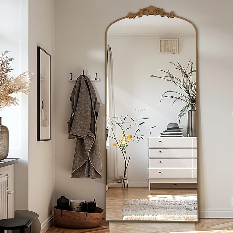 Vintage Gold Filigree Full-Length Freestanding Floor Mirror