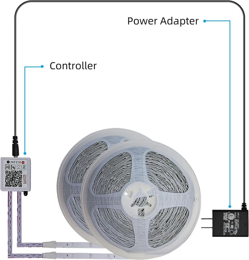 100Ft Smart LED Strip Lights - Dimmable Color Changing, Music Sync