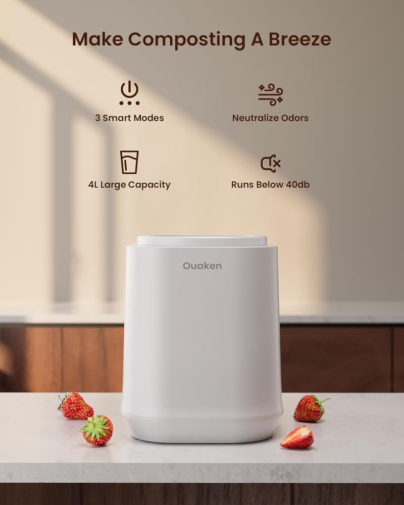 Smart Kitchen Electric Composter - 4L Odorless Food Waste Bin