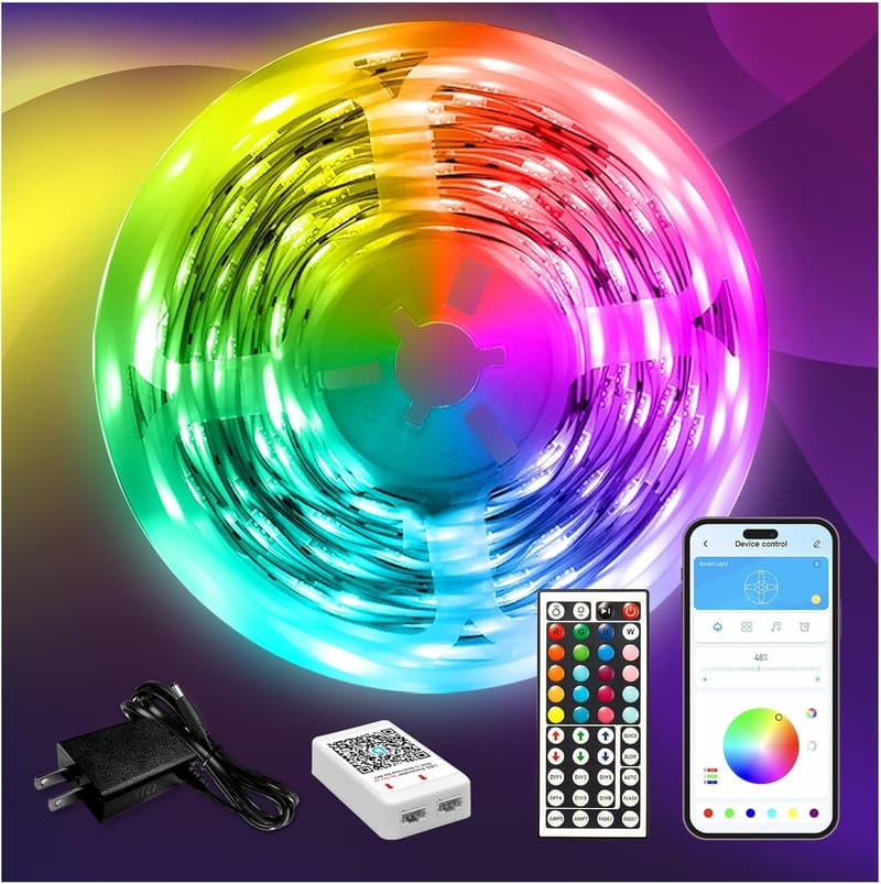 Smart LED Strip Lights 110ft, RGB Music Sync for Home Decor