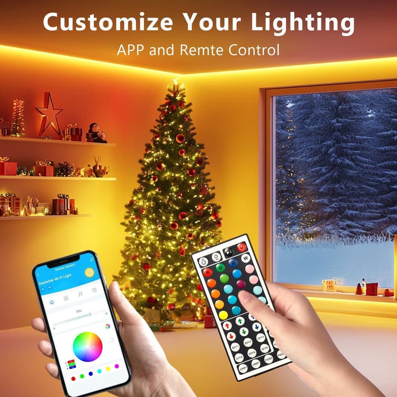 Smart LED Strip Lights 110ft, RGB Music Sync for Home Decor