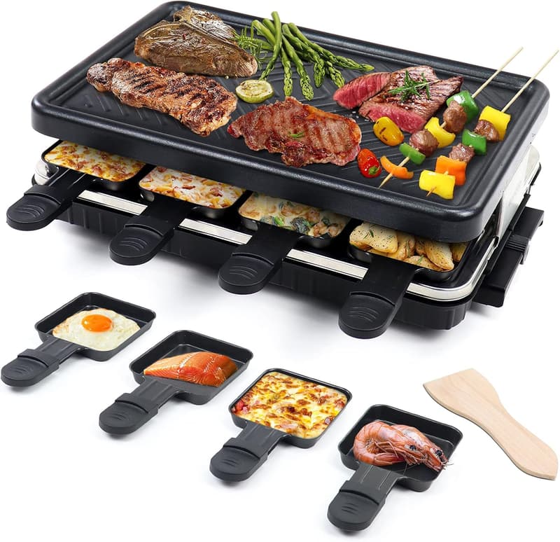 Smokeless Indoor BBQ Grill with Temperature Control & 8 Cheese Pans