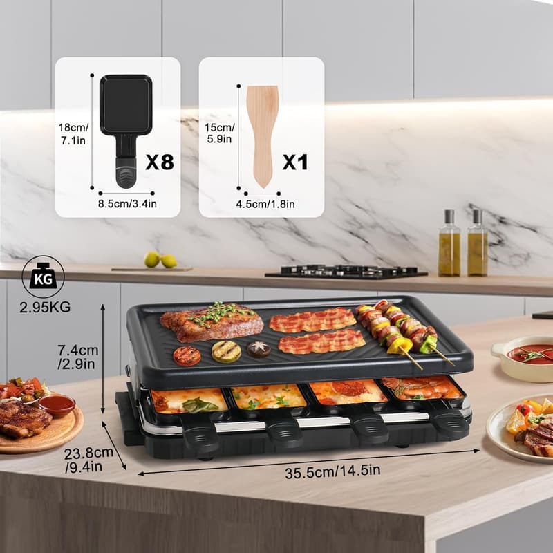 Smokeless Indoor BBQ Grill with Temperature Control & 8 Cheese Pans