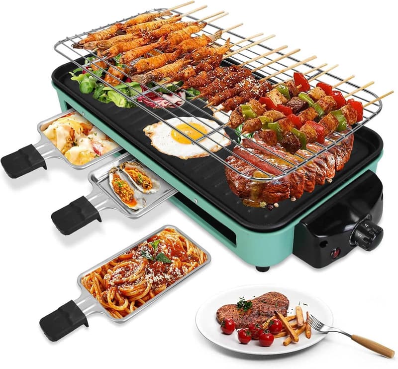 Smokeless 2-in-1 Electric Table Grill with Removable Plate