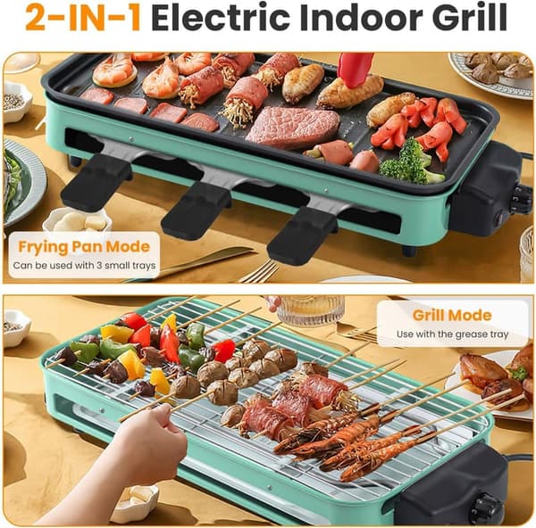 Smokeless 2-in-1 Electric Table Grill with Removable Plate